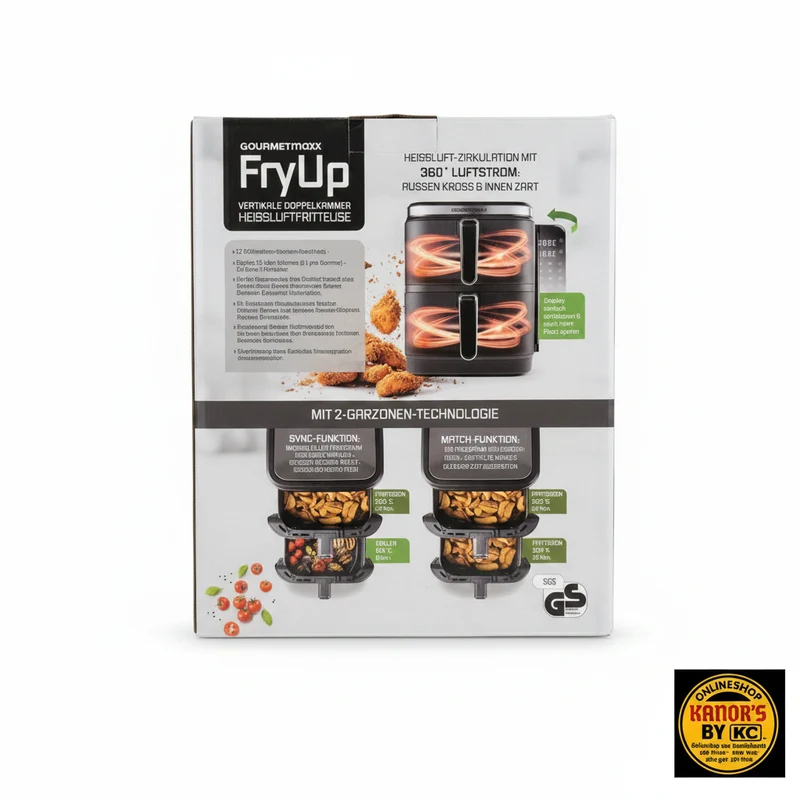 GOURMETmaxx FryUp Vertikale Doppelkammer Heißluftfritteuse 10 L