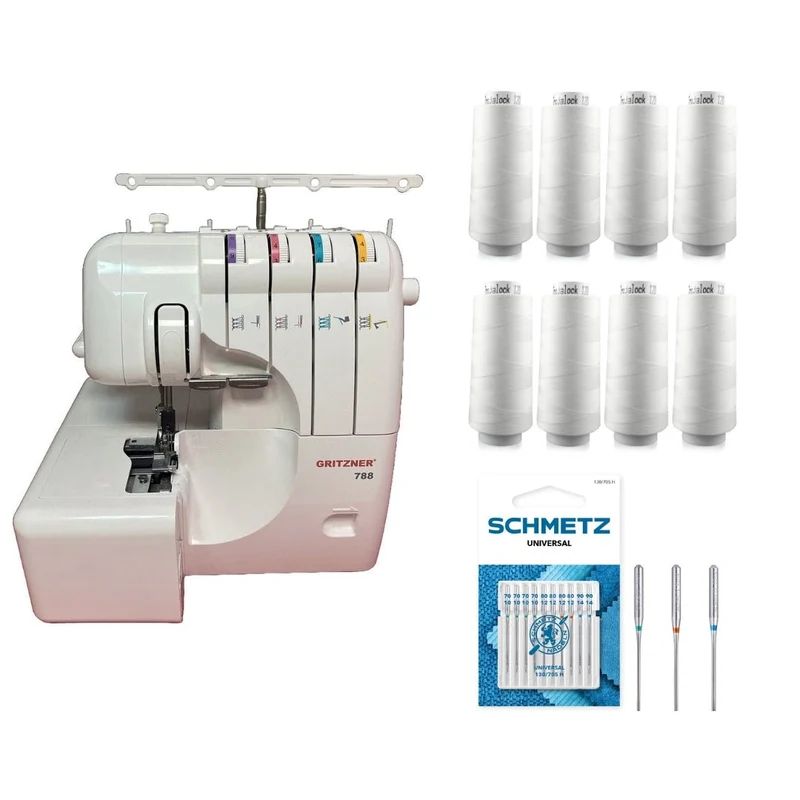 Gritzner 788 Starter Set - 8 Garnrollen + Schmetz Nadel Paket