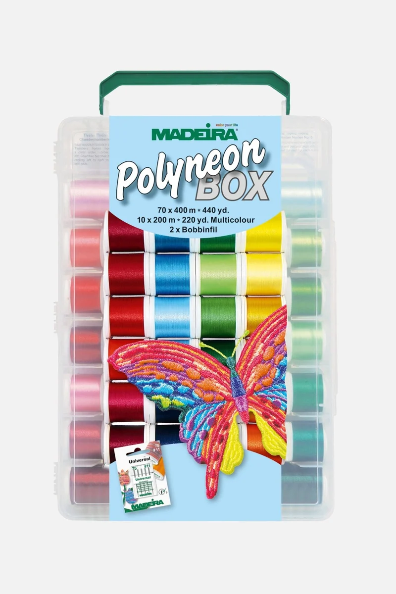 Madeira Polyneon 40 Garnkoffer 8085 – 80 Farben + 2 Bobbinfil