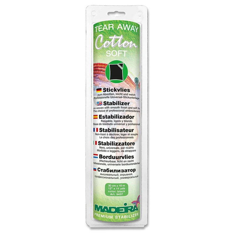Madeira Stickvlies Tear Away Cotton SOFT Schwarz (0,30m x 10m )