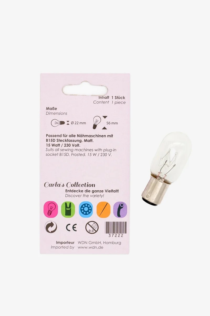 Carlas Collection Nähmaschinenlampe Steckfassung B15D