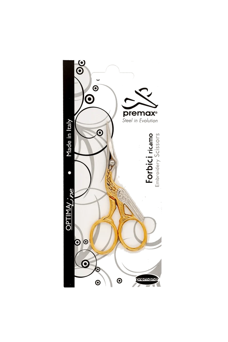 Premax Stickschere Storch (Gold/farbig) – OPTIMA Line
