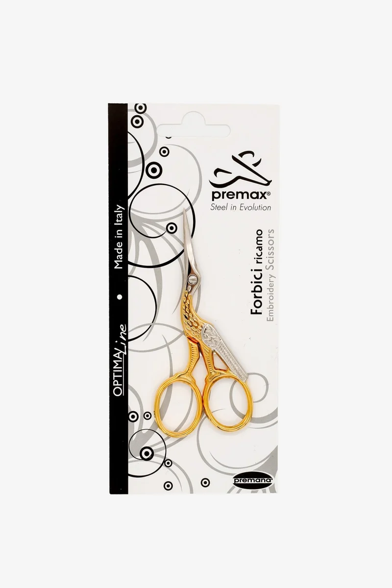 Premax Stickschere Storch (Gold/farbig) – OPTIMA Line