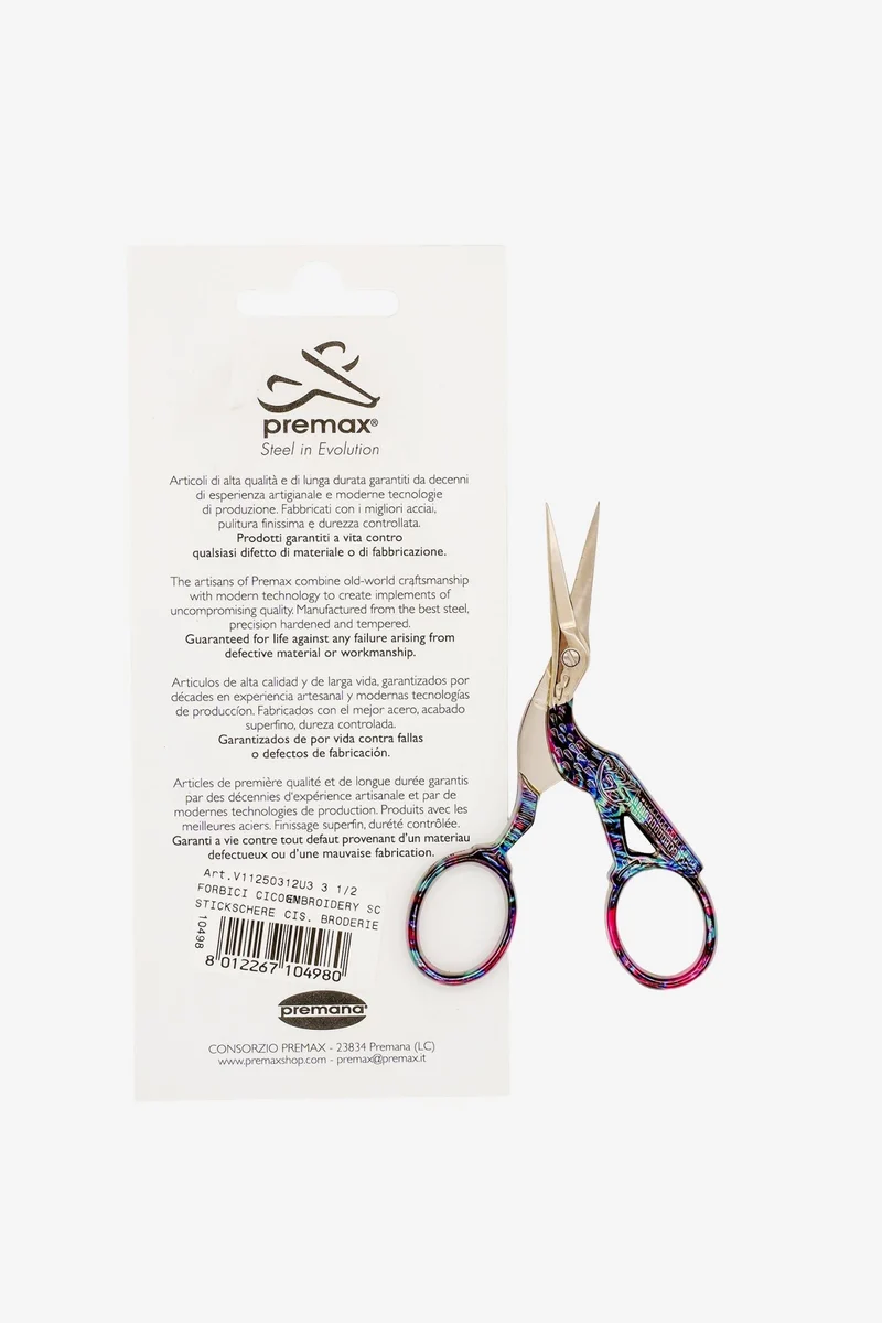 Premax Stickschere Storch (Gold/farbig) – OPTIMA Line