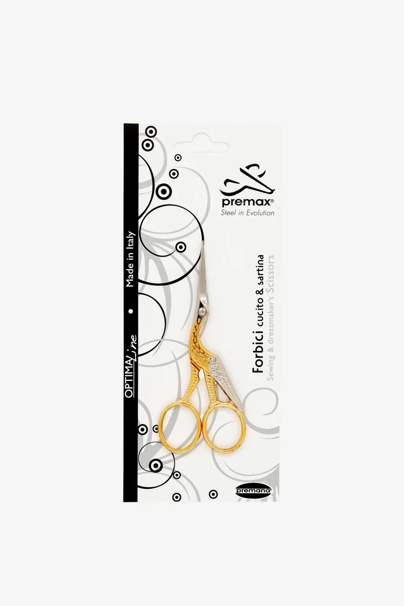 Premax Stickschere Storch (Gold/farbig) – OPTIMA Line