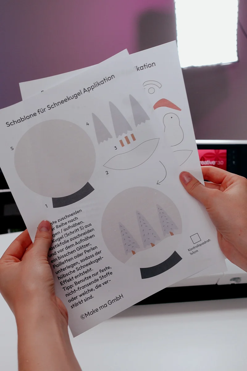 Näh-Vorlage zum Applizieren »Schneekugel«