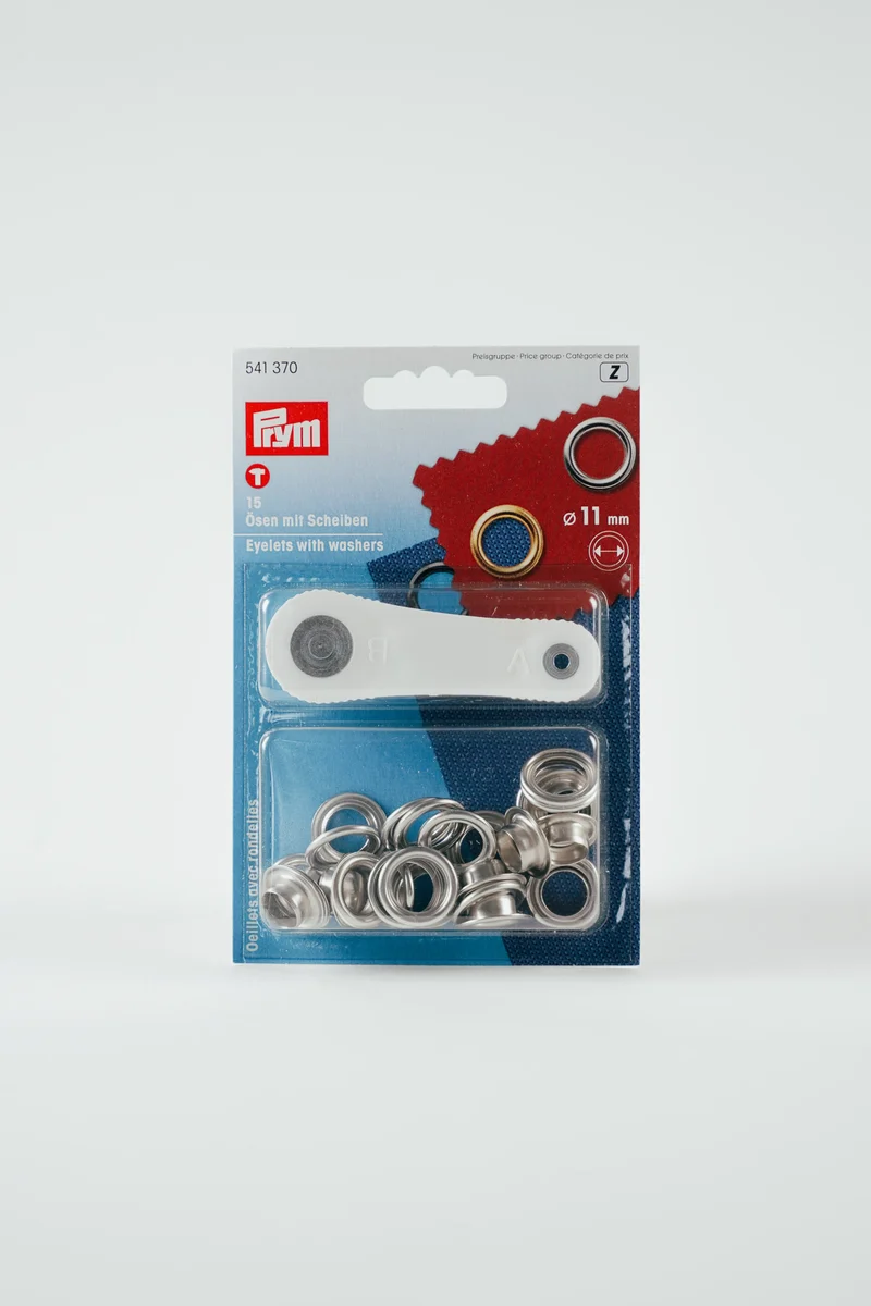 PRYM Ösen und Plättchen 11 mm silberfarbig