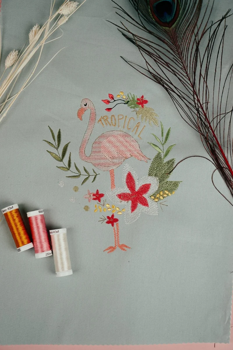 Stickdatei Flamingo Tropical