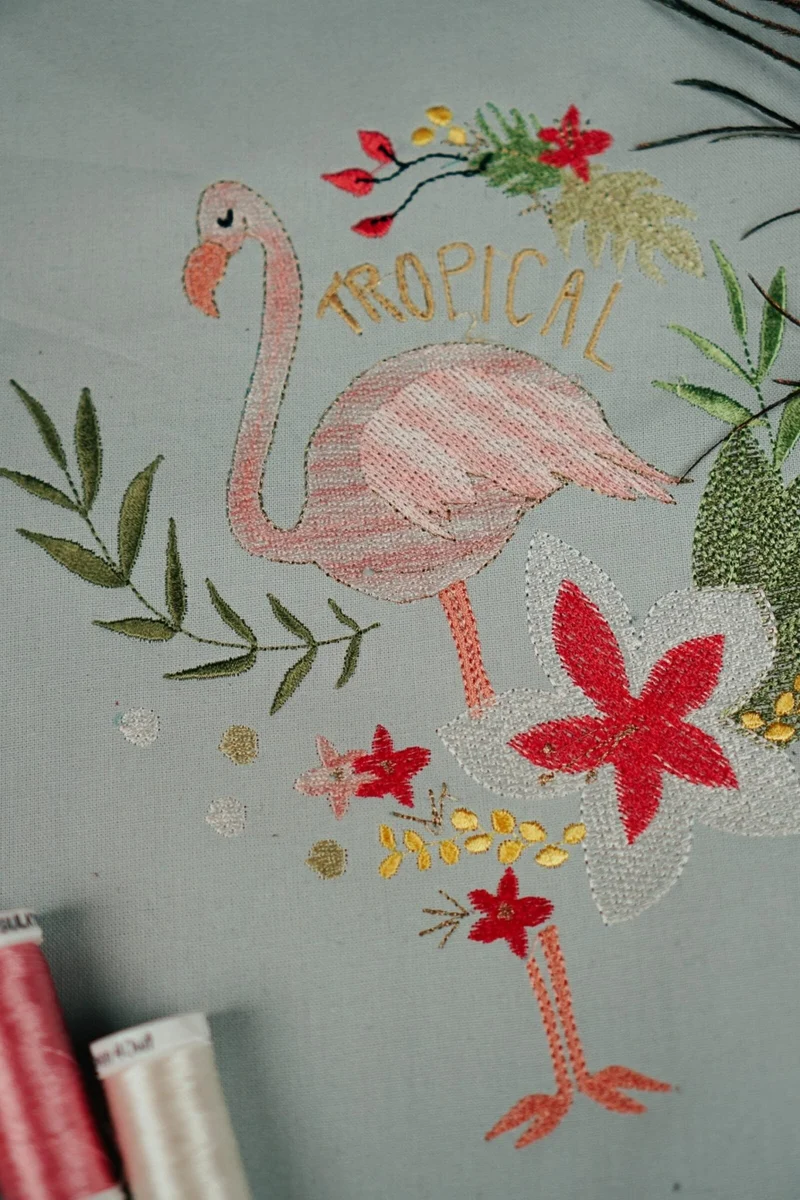 Stickdatei Flamingo Tropical