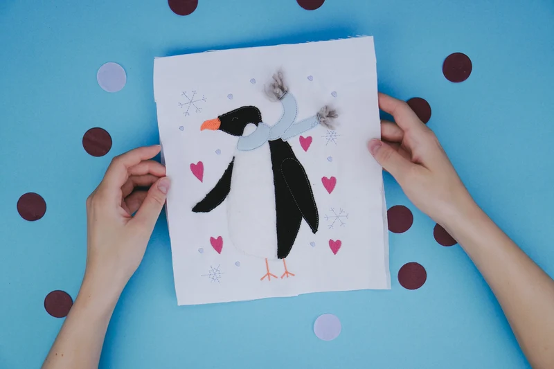 Stickdatei Pinguin Applikation – 122,1 × 154,1 mm
