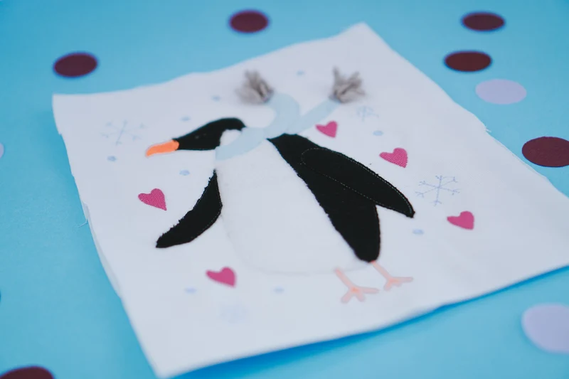 Stickdatei Pinguin Applikation – 122,1 × 154,1 mm