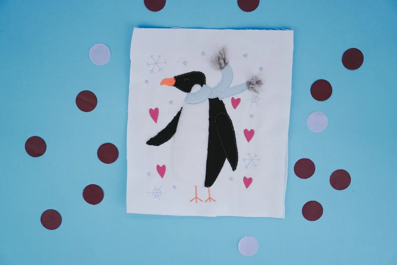 Stickdatei Pinguin Applikation – 122,1 × 154,1 mm