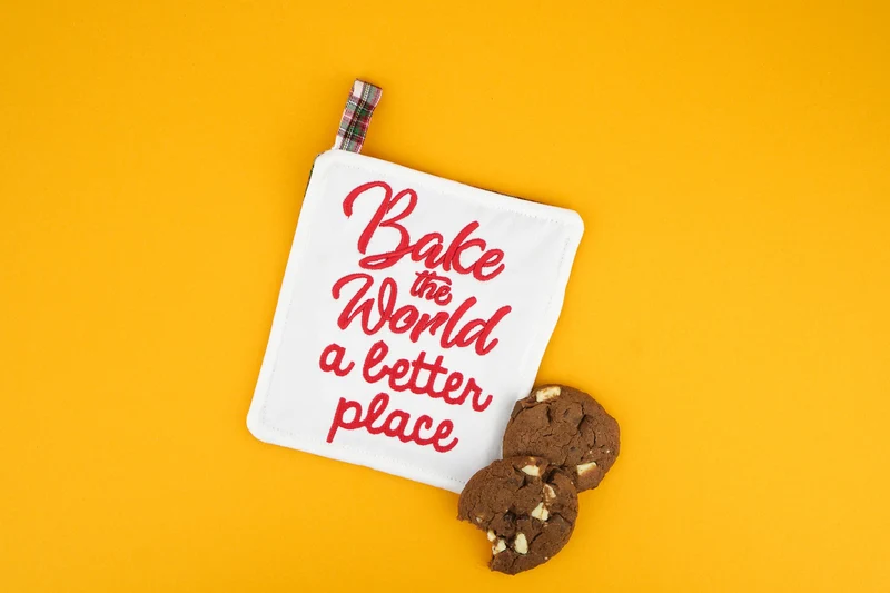 Stickdatei Schriftzug »bake the world a better place«