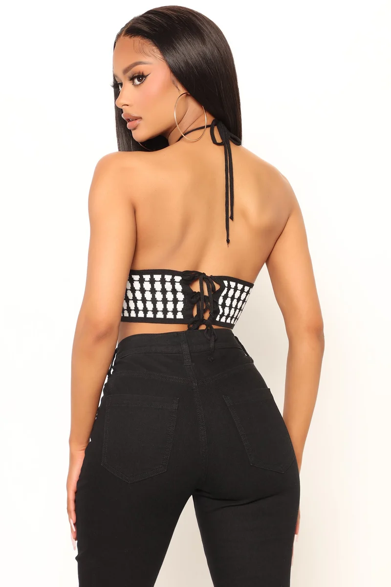 Wild Soul Sweater Halter Top - Black/White