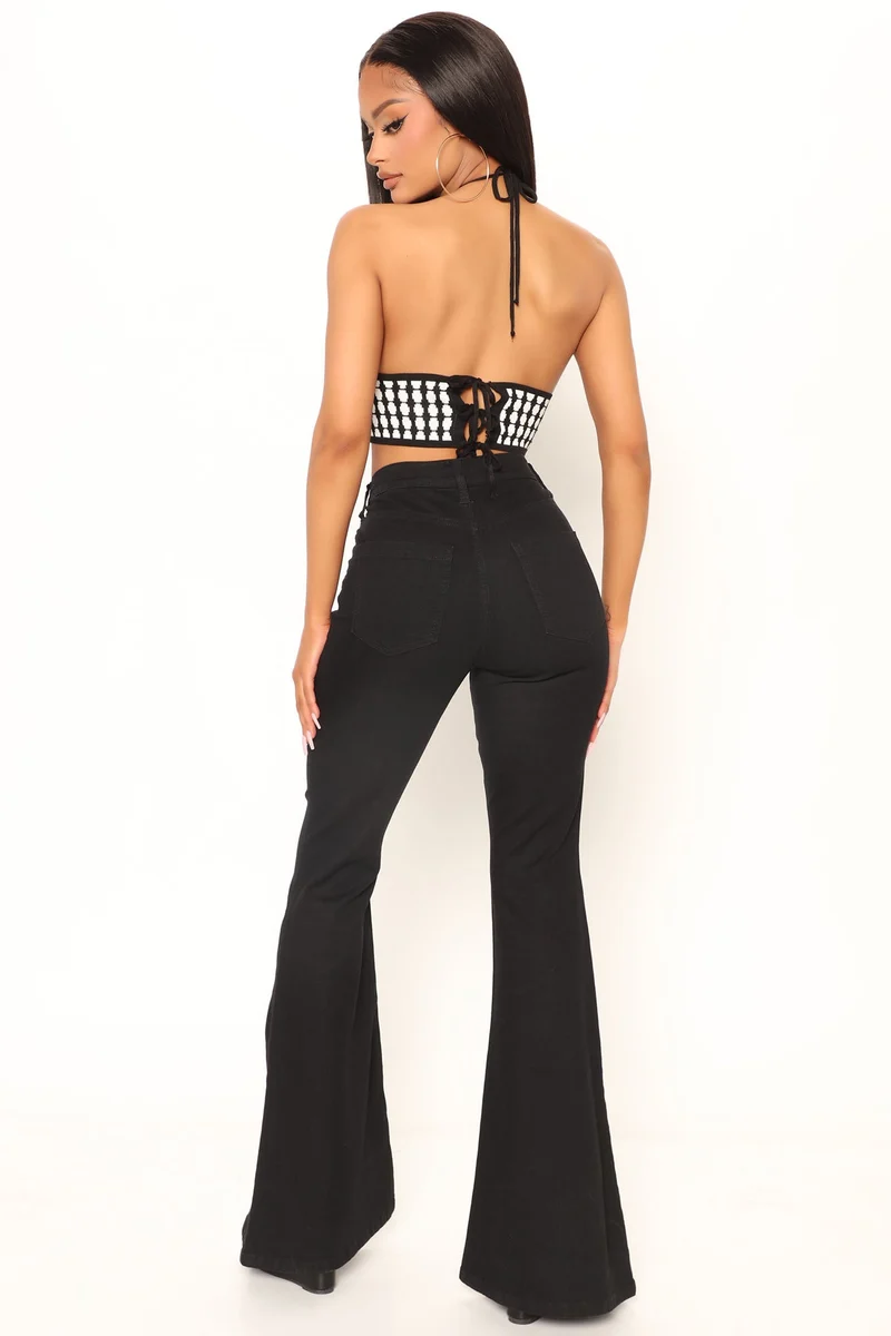 Wild Soul Sweater Halter Top - Black/White