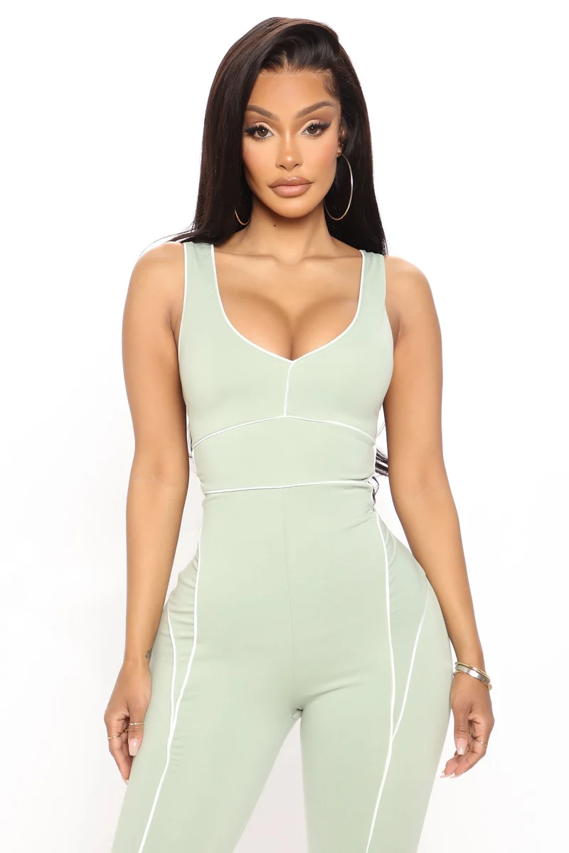 Work You Out Jumpsuit - Sage