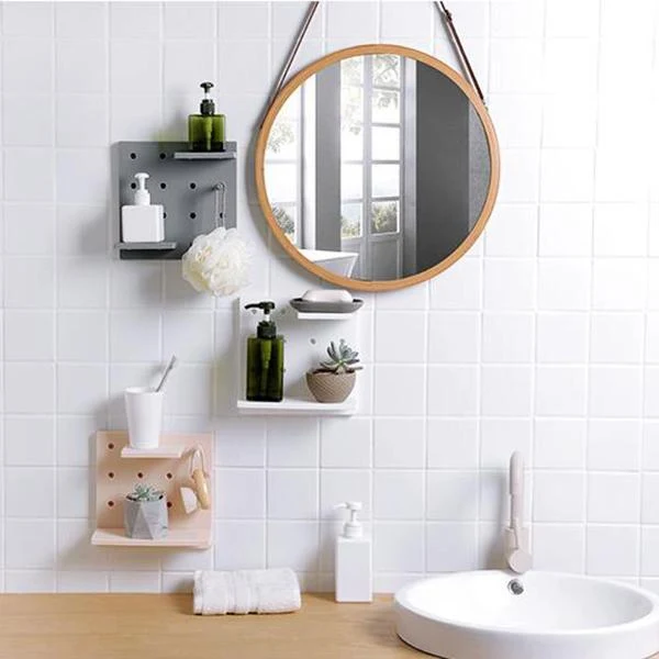 Plastic Hole Floating Wall Shelf(1 Set)