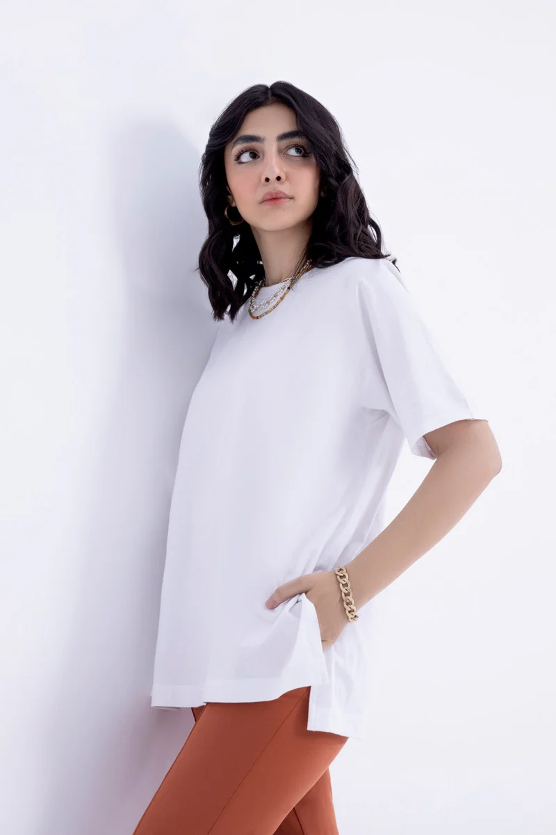 Oversized Cotton T-Shirt With Side Slits