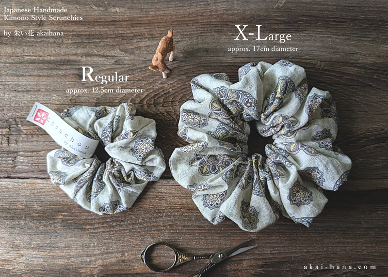 Japanese Handmade Scrunchies, Moroccan Breeze, 2 sizes ⦿scjf0022
