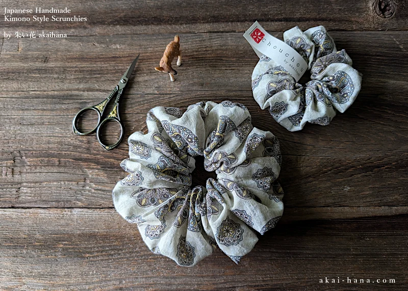Japanese Handmade Scrunchies, Moroccan Breeze, 2 sizes ⦿scjf0022