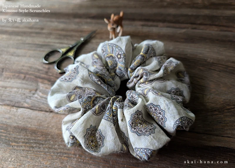 Japanese Handmade Scrunchies, Moroccan Breeze, 2 sizes ⦿scjf0022