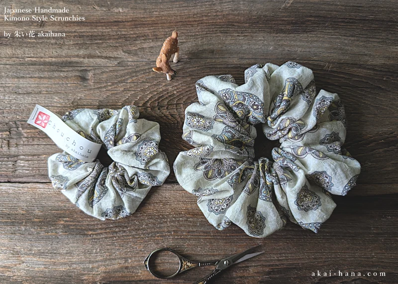 Japanese Handmade Scrunchies, Moroccan Breeze, 2 sizes ⦿scjf0022