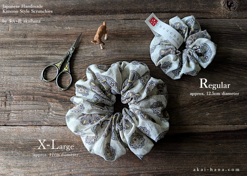 Japanese Handmade Scrunchies, Moroccan Breeze, 2 sizes ⦿scjf0022