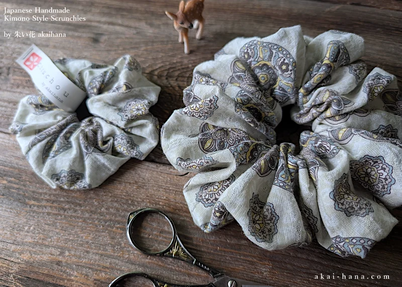 Japanese Handmade Scrunchies, Moroccan Breeze, 2 sizes ⦿scjf0022