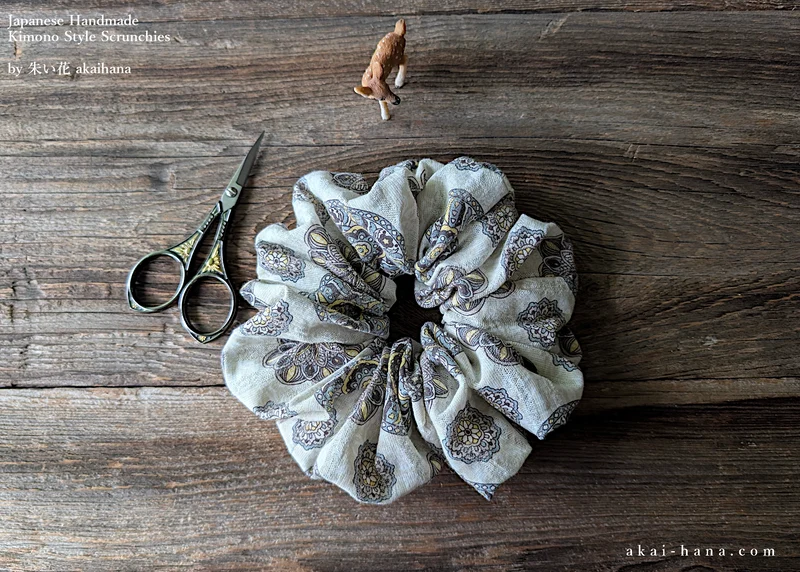 Japanese Handmade Scrunchies, Moroccan Breeze, 2 sizes ⦿scjf0022