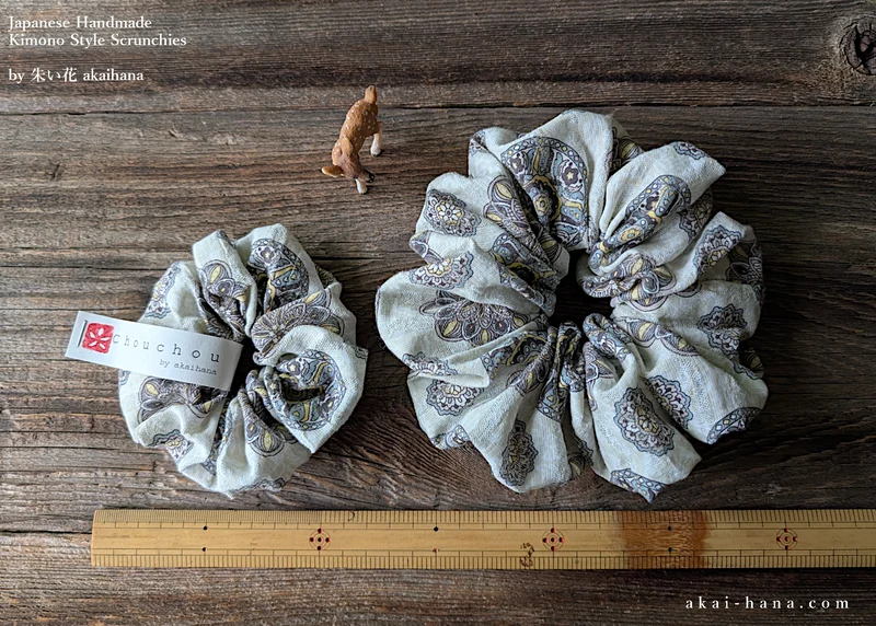 Japanese Handmade Scrunchies, Moroccan Breeze, 2 sizes ⦿scjf0022