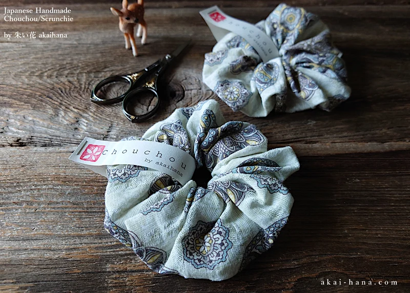 Japanese Handmade Scrunchies, Moroccan Breeze, 2 sizes ⦿scjf0022