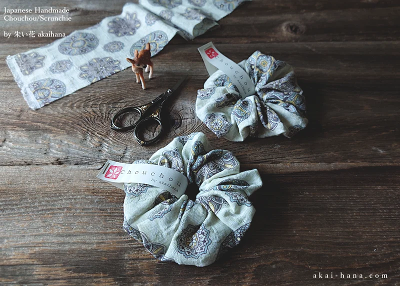 Japanese Handmade Scrunchies, Moroccan Breeze, 2 sizes ⦿scjf0022