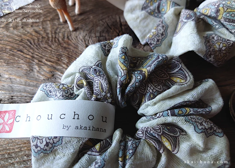 Japanese Handmade Scrunchies, Moroccan Breeze, 2 sizes ⦿scjf0022