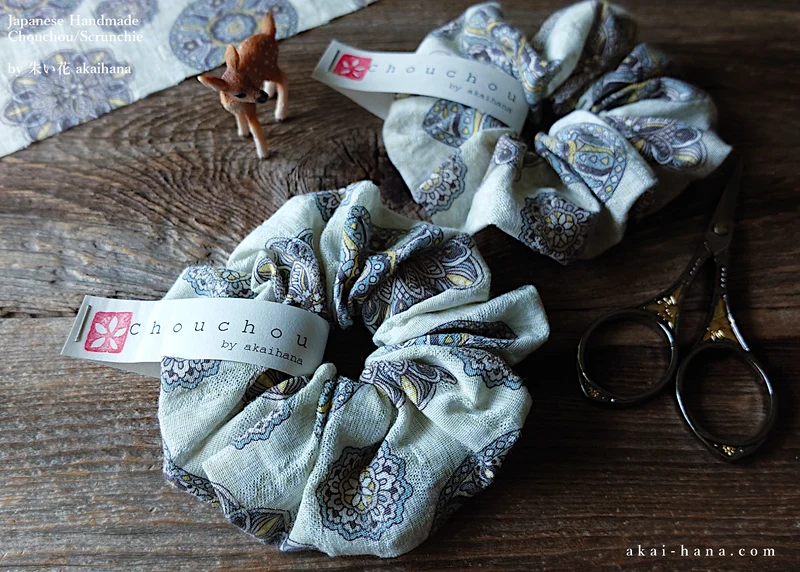 Japanese Handmade Scrunchies, Moroccan Breeze, 2 sizes ⦿scjf0022