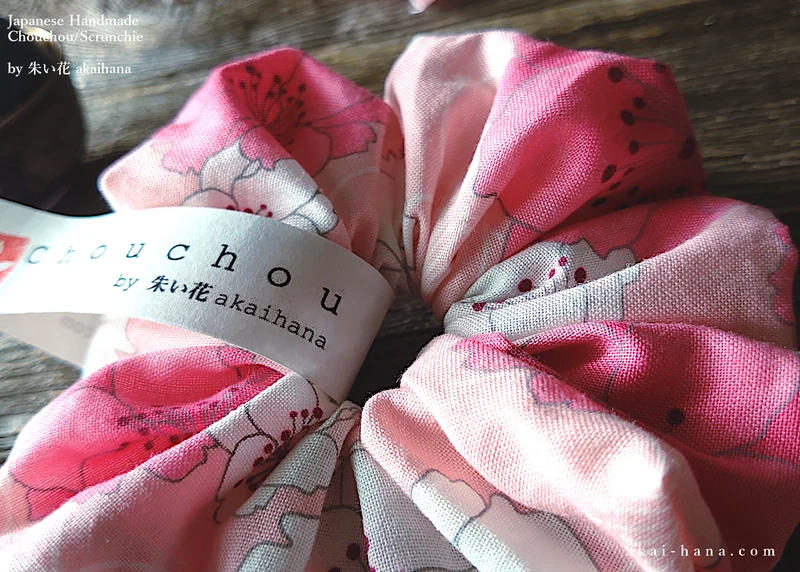 Japanese Handmade Kimono style Scrunchies, SAKURA Pink ⦿scjf0020