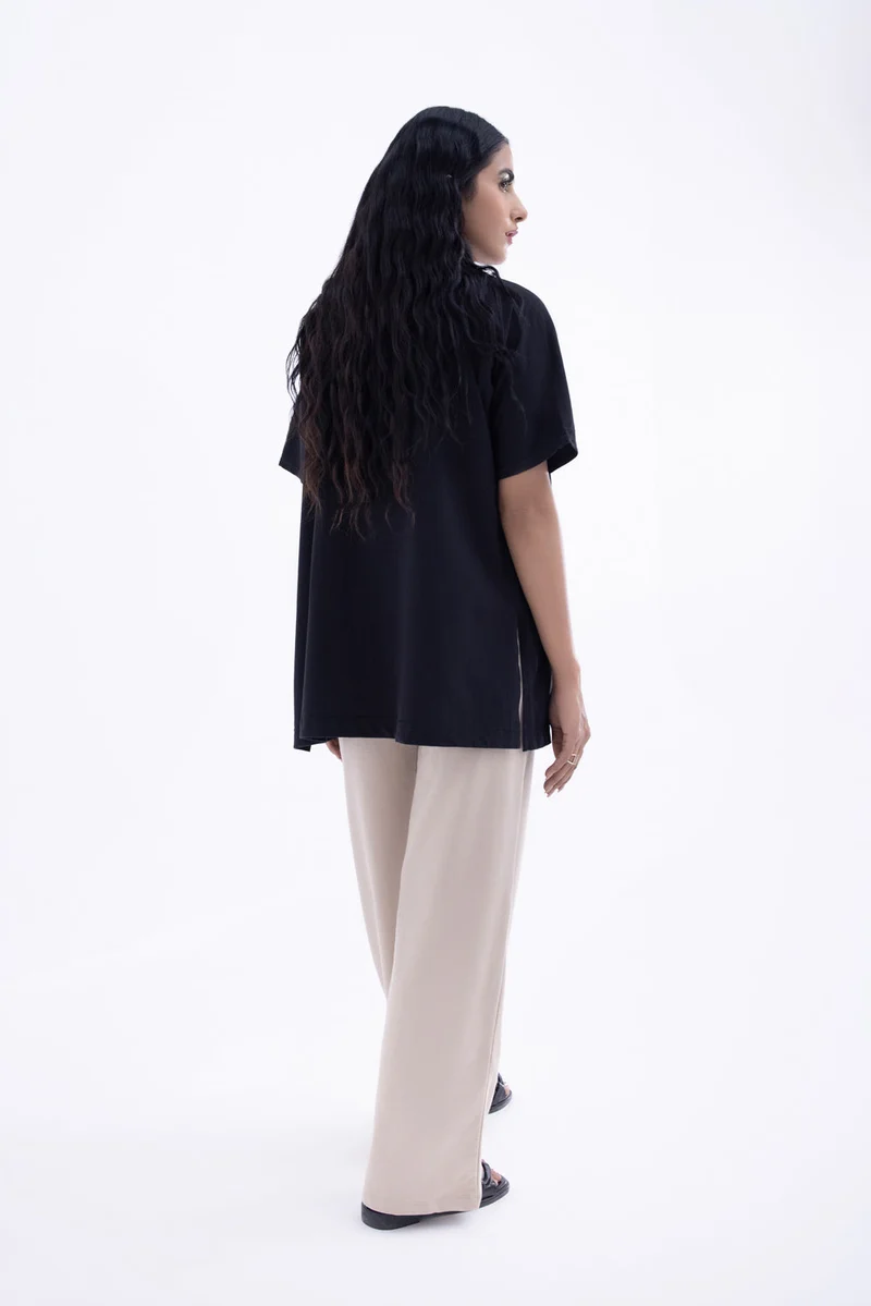 Oversized Cotton T-Shirt With Side Slits