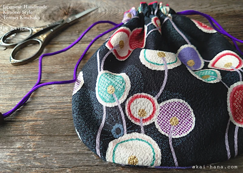 Japanese Handmade Temari Kinchaku Purse, Enishi, tkjp0008