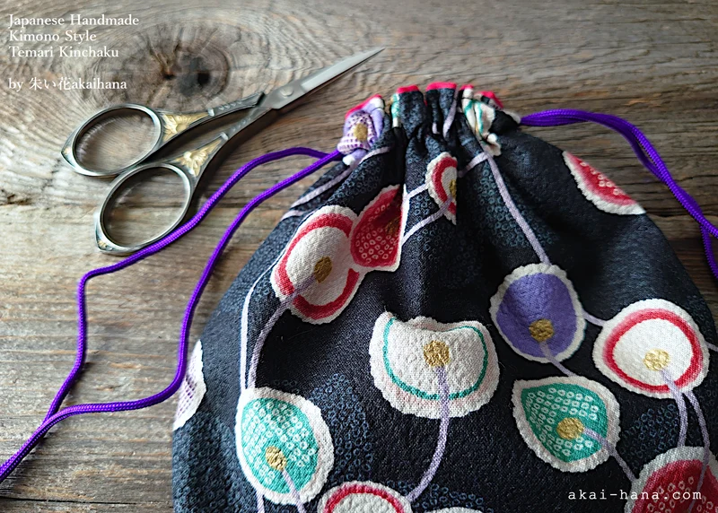 Japanese Handmade Temari Kinchaku Purse, Enishi, tkjp0008