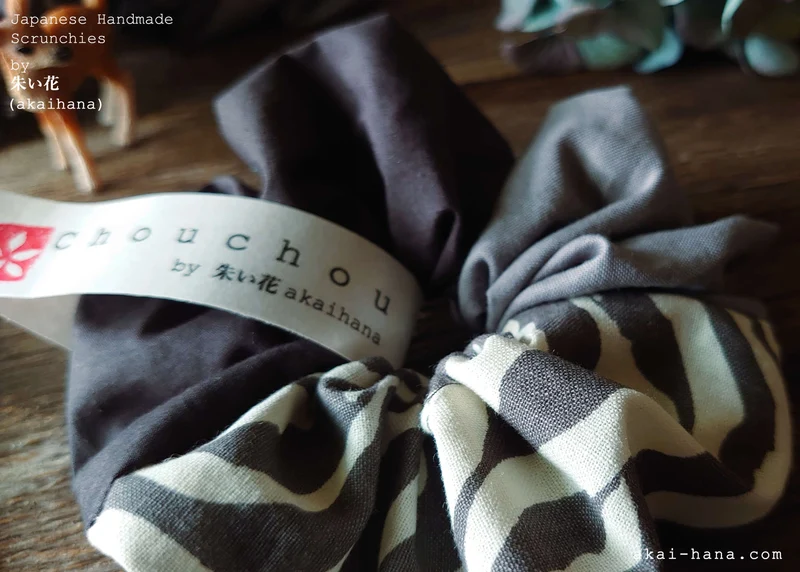 Japanese Handmade Scrunchies from Remnants, Monotone x Zebra