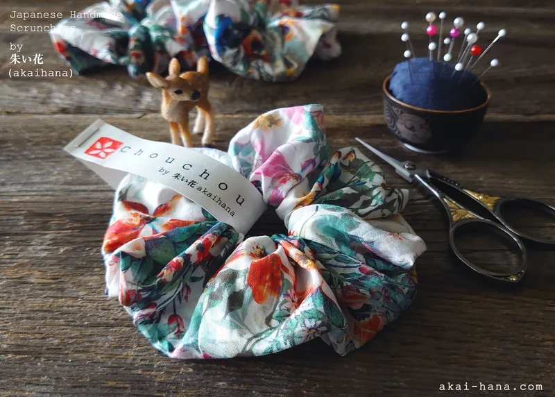 Japanese Handmade Scrunchies, Flower Garden, scjf0087