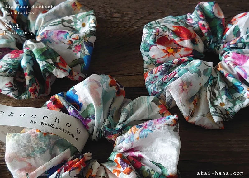 Japanese Handmade Scrunchies, Flower Garden, scjf0087