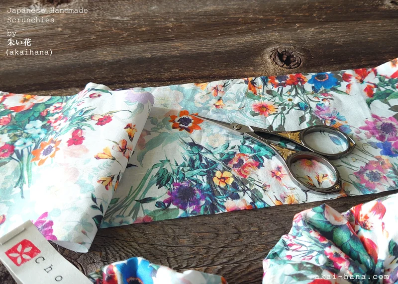Japanese Handmade Scrunchies, Flower Garden, scjf0087