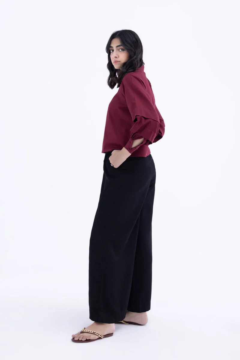 Textured Balloon Sleeve Top