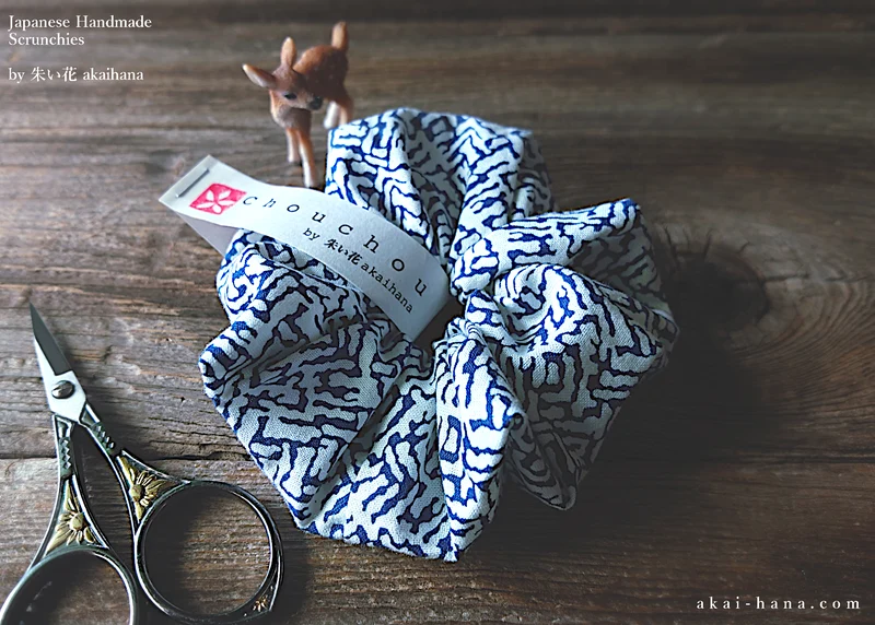 Japanese Handmade Scrunchies, Asian Basket ⦿scaf0020