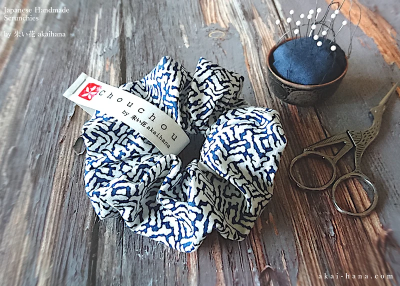 Japanese Handmade Scrunchies, Asian Basket ⦿scaf0020