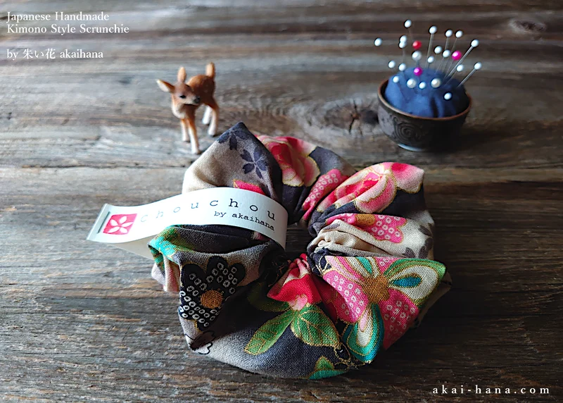 Japanese Handmade Kimono style Scrunchies, scjf0105