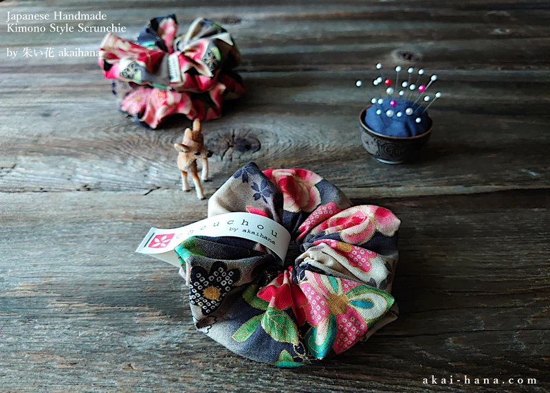 Japanese Handmade Kimono style Scrunchies, scjf0105