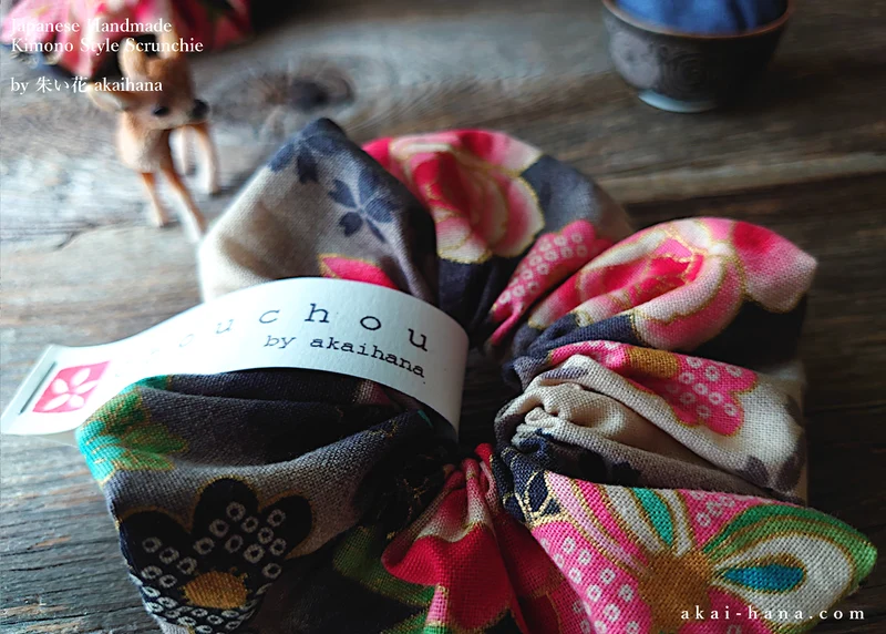 Japanese Handmade Kimono style Scrunchies, scjf0105