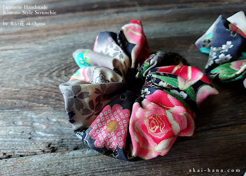 Japanese Handmade Kimono style Scrunchies, scjf0105