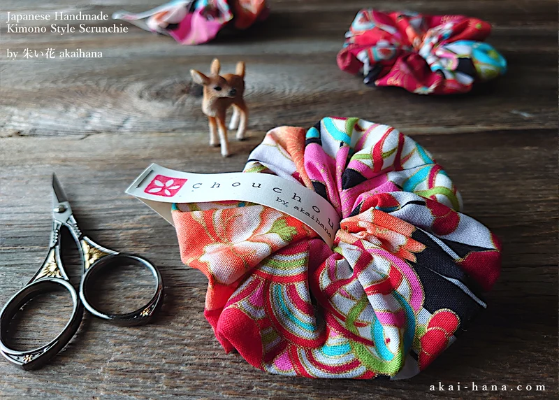 Japanese Handmade Kimono style Scrunchies, Taisho-Roman, scjf0104